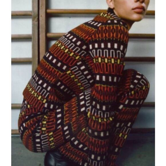 Zara Multicolor Geometric Jacquard Tribal Knit Pullover Sweater - Picture 7 of 7